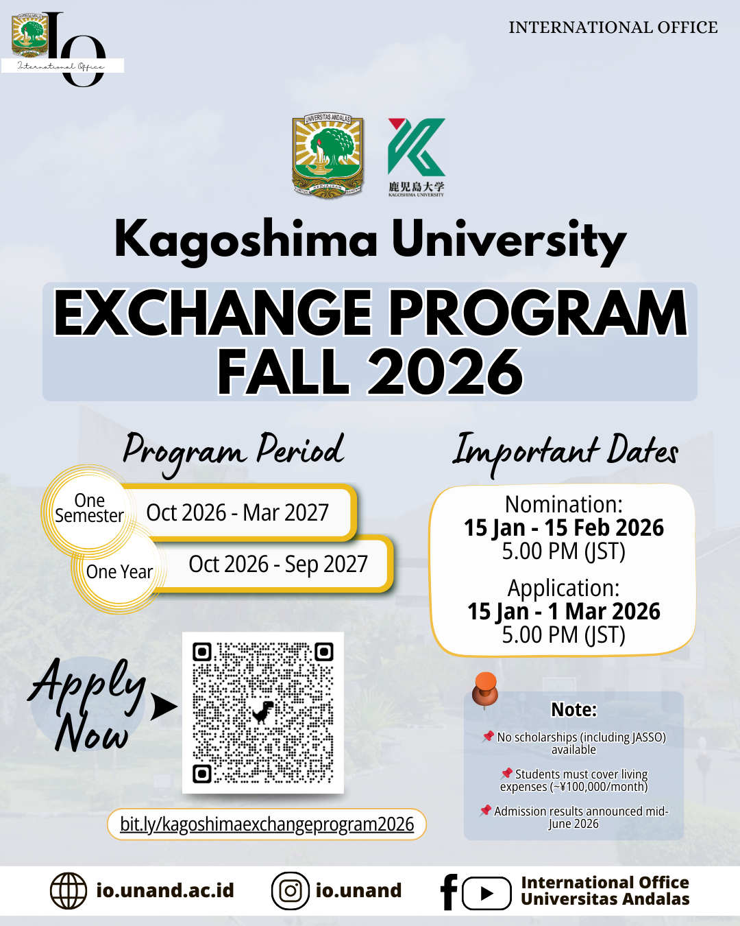 CALLING ALL STUDENTS – KAGOSHIMA UNIVERSITY EXCHANGE PROGRAM 2026!