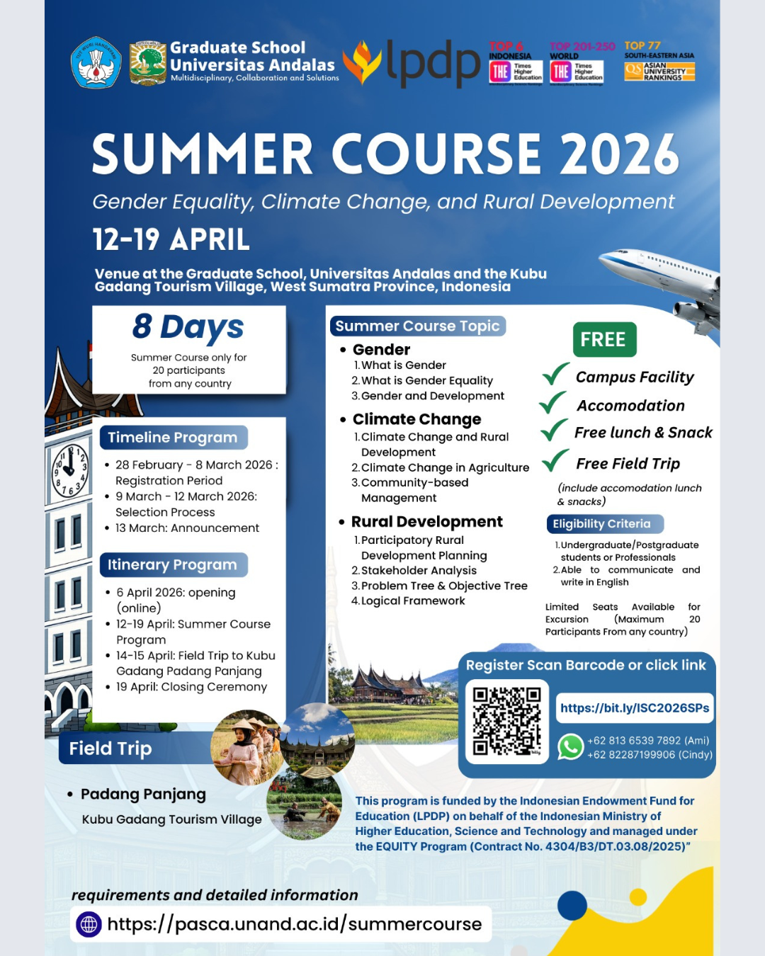 SUMMER COURSE 2026 – Gender Equality, Climate Change, and Rural Development.