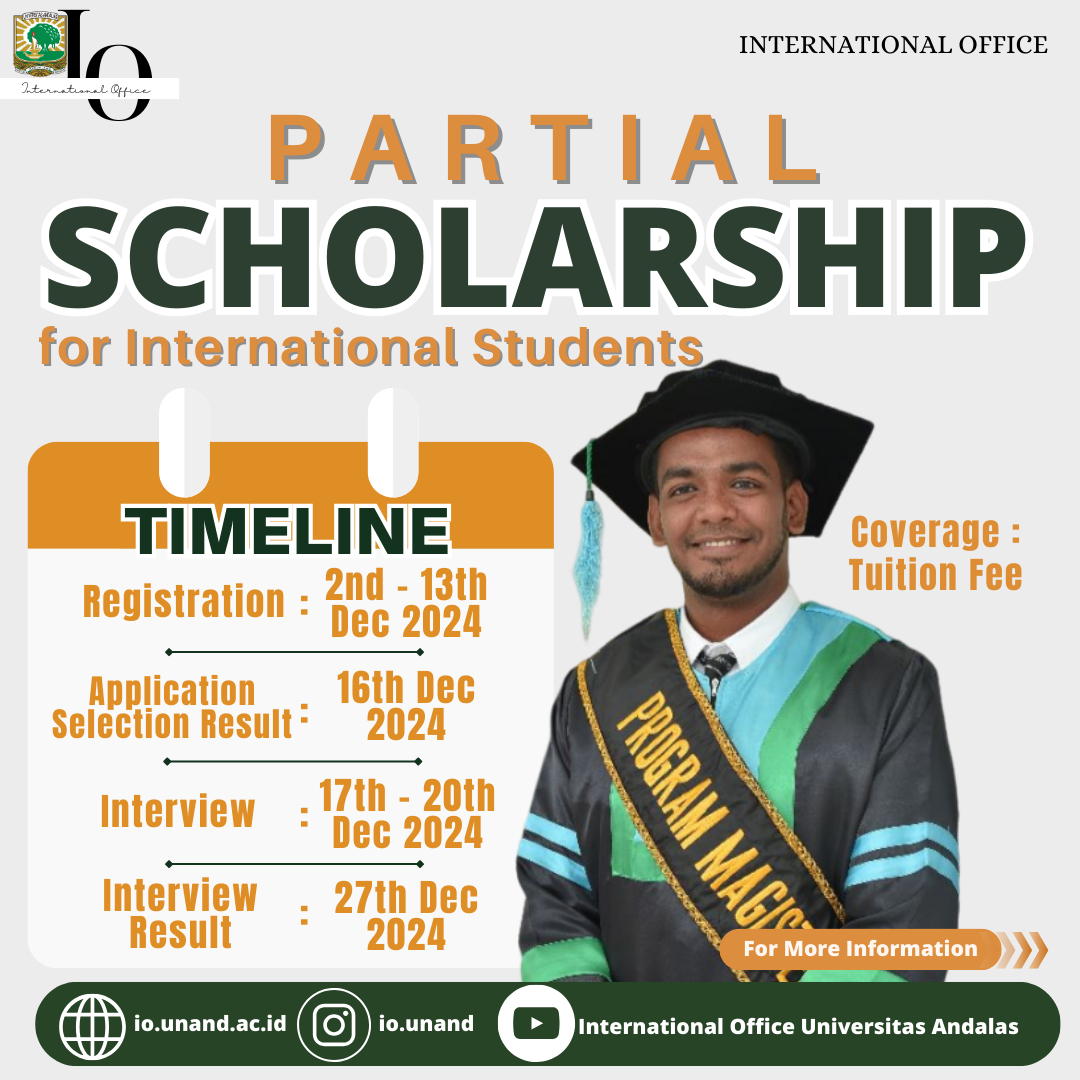 Call for Applicants : Partial Scholarship for International Students (Master's and Doctoral Program)