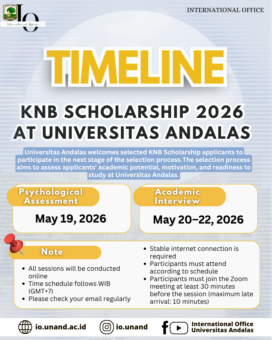  KNB SCHOLARSHIP 2026 TIMELINE at Universitas Andalas